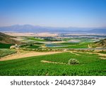 Aerial shot of Darling vineyards and wine farms, Western Cape, South Africa