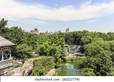 An Aerial Shot Of Delacorte Theater In Central Park