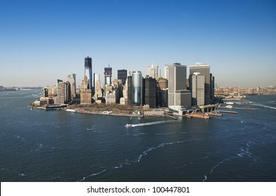 Aerial Shot Downtown Manhattan