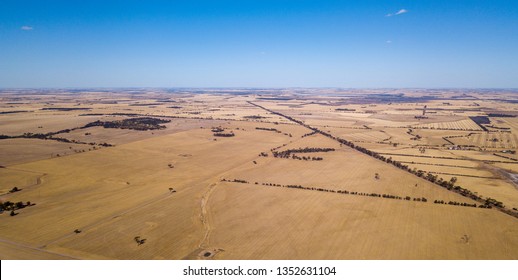 Aerial Shot Of Dry Brown Farm Land In Western Australia - Corrigin