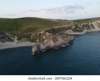 An Aerial Shot Of Durdle Door Dorset During The Day