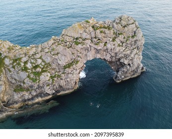 An Aerial Shot Of Durdle Door Dorset During The Day