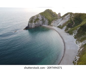 An Aerial Shot Of Durdle Door Dorset During The Day