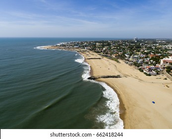 Aerial Shot Of East Coast Road Seashore - Chennai