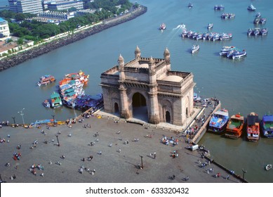 Aerial Shot Of Famous Monument Of Mumbai - Gateway Of India