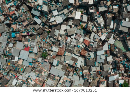 Aerial shot of favela in Rio de Janeiro