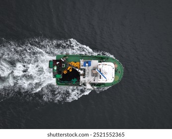 Aerial shot of fishing boat. Drone view fisherman - Powered by Shutterstock