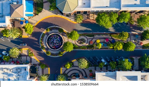 Aerial Shot Of The Fountains Marketplace In Northern California. 