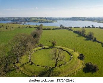 Aerial Shot Of Grange Stone Circle. Co. Limerick. Ireland. April 2019