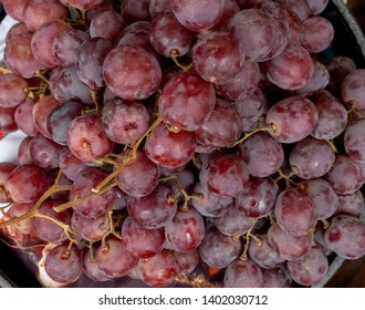 aerial shot of group of red grapes
