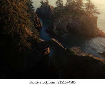 A Aerial Shot Of Hiking The Oregon Coast