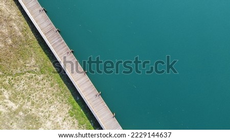 Aerial shot jetty with river