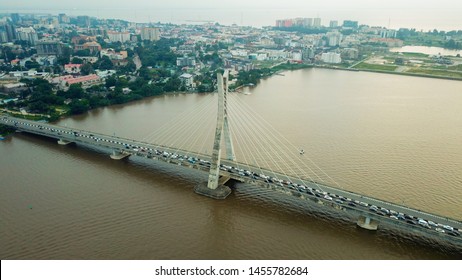 Aerial shot of Lekki- Ikoyi link bridge Lagos Nigeria