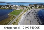 An aerial shot of Lockeport town, Nova Scotia, Canada