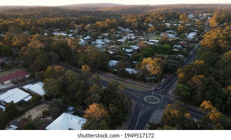 Aerial Shot Of Margaret River Town At Sunset In Australia.