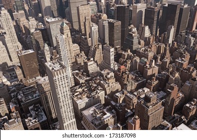 Aerial Shot Of Midtown Manhattan.