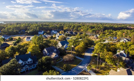 Aerial Shot Of Neighborhood. 