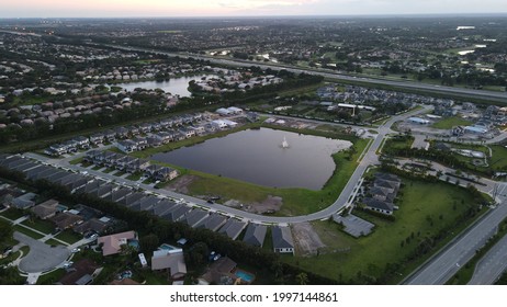 Aerial Shot Of A Newly Developed HOA Community. 