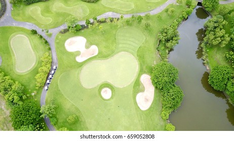 Aerial Shot Over Golf Course
