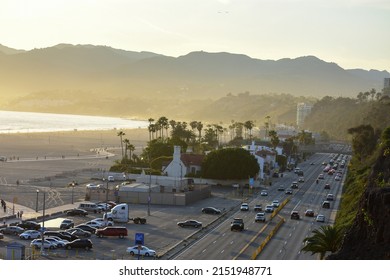 aerial shot of the pacific coast highway in Santa Monica California USA 
April 22nd 2022  