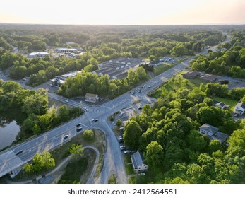 An aerial shot of Route 9, north of Crescent bridge in Clifton Park, NY.