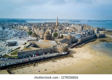 Aerial shot of Saint Malo, Brittany, France