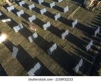 An Aerial Shot Of Solar Panels In A Rural Zone In Spain