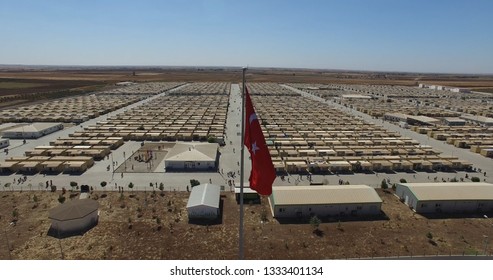 Aerial shot of syrian refugees camp in Kilis,Turkey 29.05.2018
