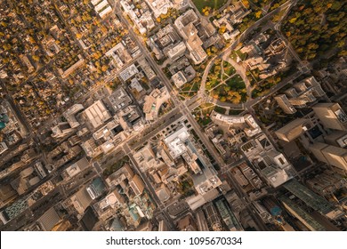 Aerial Shot Taken From A Helicopter Above University Avenue And College Street