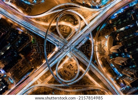 Aerial shot of tianjin city overpass in China