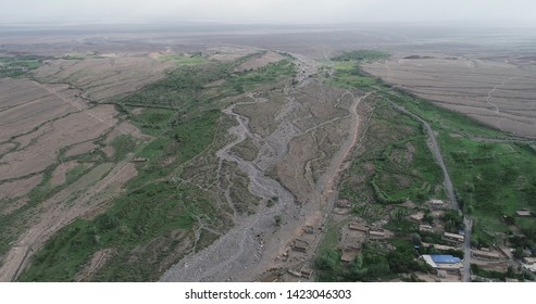 Aerial Shot Tianshan Alluvial Fan