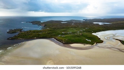 Aerial Shot Of Uig Bay In The Outer Hebrides