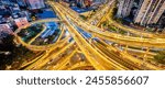 Aerial shot of urban viaduct transportation landscape in Guangzhou