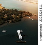 Aerial shot of USS Arizona Memorial