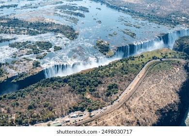 Aerial shot of the Victoria Falls on the Zimbawe Zambia Border. - Powered by Shutterstock