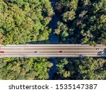 Aerial shot of Walnut street bridge, crossing the Fairmount Park in Philadelphia