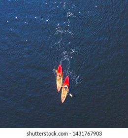 Aerial Shots Of People Kayaking