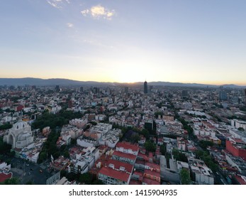 Aerial Spring Sunset in Mexico City