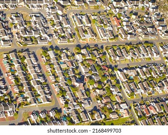 Aerial Of Suburbia. Aerial Shot Of Suburban Development.