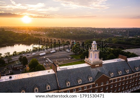 Aerial Sunrise of Rutgers University New Brunswick New Jersey 