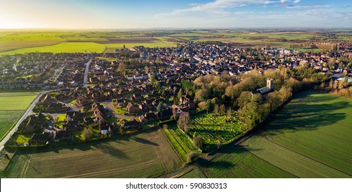 Aerial Sunrise View of Epworth, North Lincolnshire.