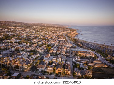 Aerial Of Sunset In California Beach 