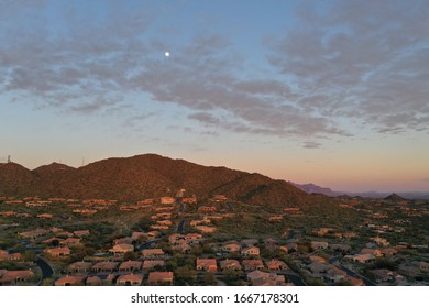 A Aerial Sunset Looking West To Downtown Phoenix,