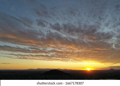 A Aerial Sunset Looking West To Downtown Phoenix,