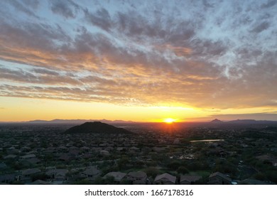 A Aerial Sunset Looking West To Downtown Phoenix,