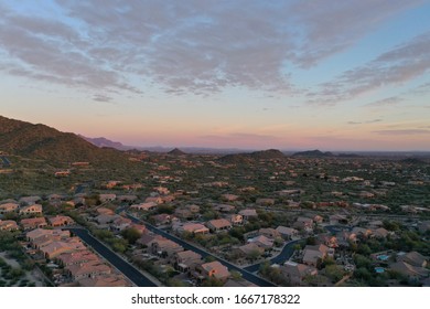 A Aerial Sunset Looking West To Downtown Phoenix,