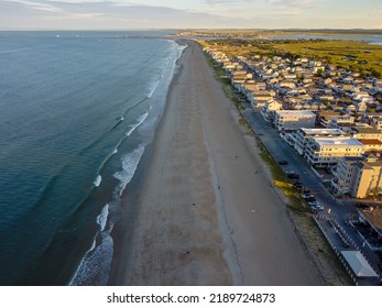 Aerial Sunset On A Beach In New England