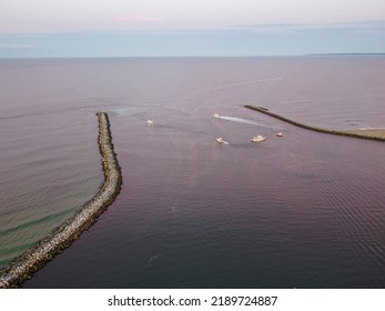 Aerial Sunset On A Beach In New England