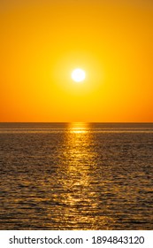 Aerial Sunset View Over Caspian Sea Coastline In Aktau City, Kazakhstan.