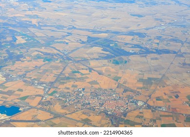 Aerial Terrain View . Landscape View From Aircraft